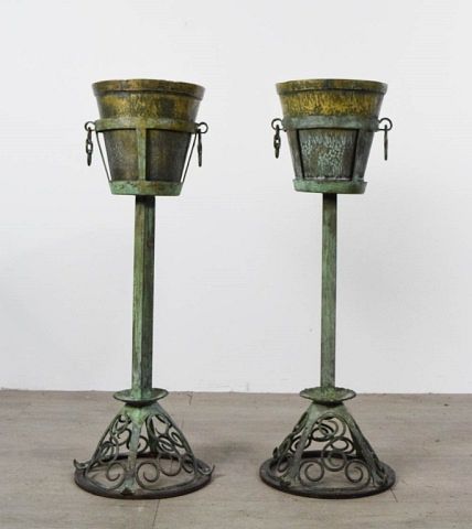 Appraisal: Pair of Patinated Metal Champagne Wine Buckets Pair of mixed