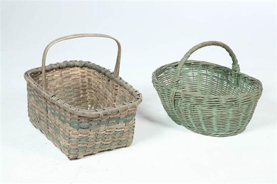 Appraisal: TWO PAINTED BASKETS American early th century Both with fixed