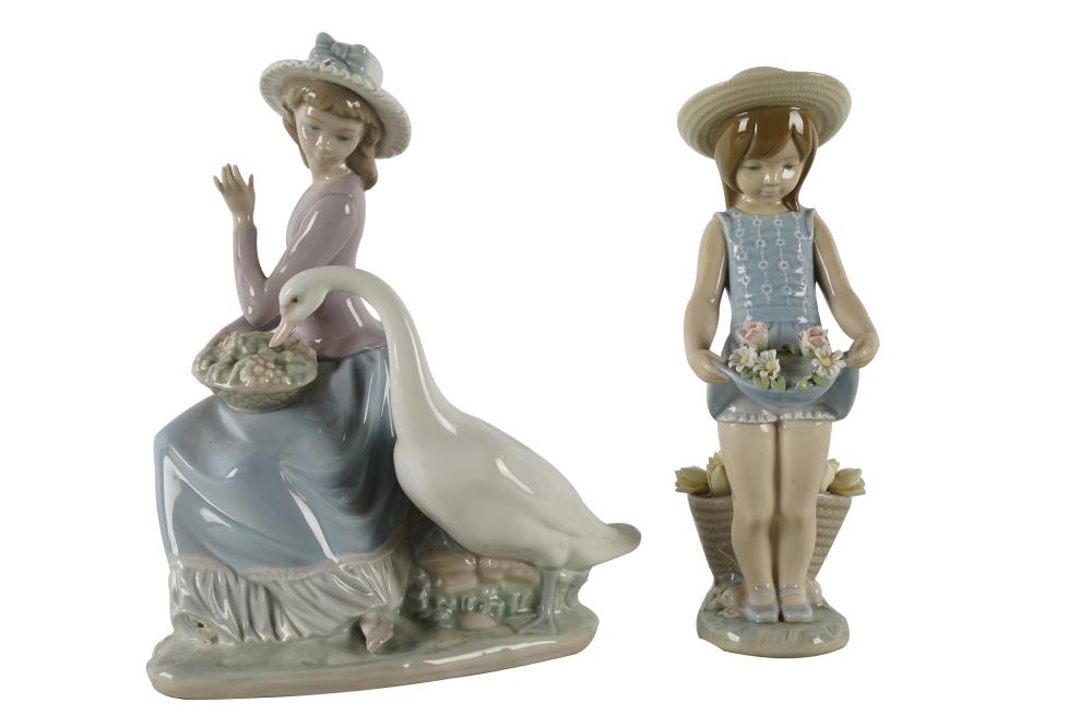 Appraisal: TWO LLADRO FIGUREScomprising a figure with goose and flower girl