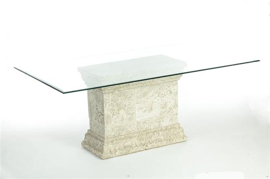 Appraisal: GLASS TOP TABLE American nd half- th century Faux stone