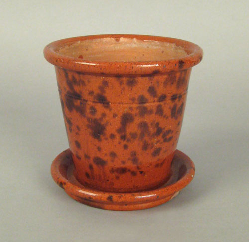 Appraisal: Berks County Pennsylvania redware flower pot th c stamped W