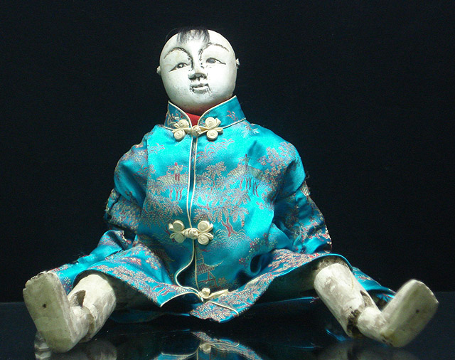 Appraisal: Rare Japanese boy doll in carved wood original painted and