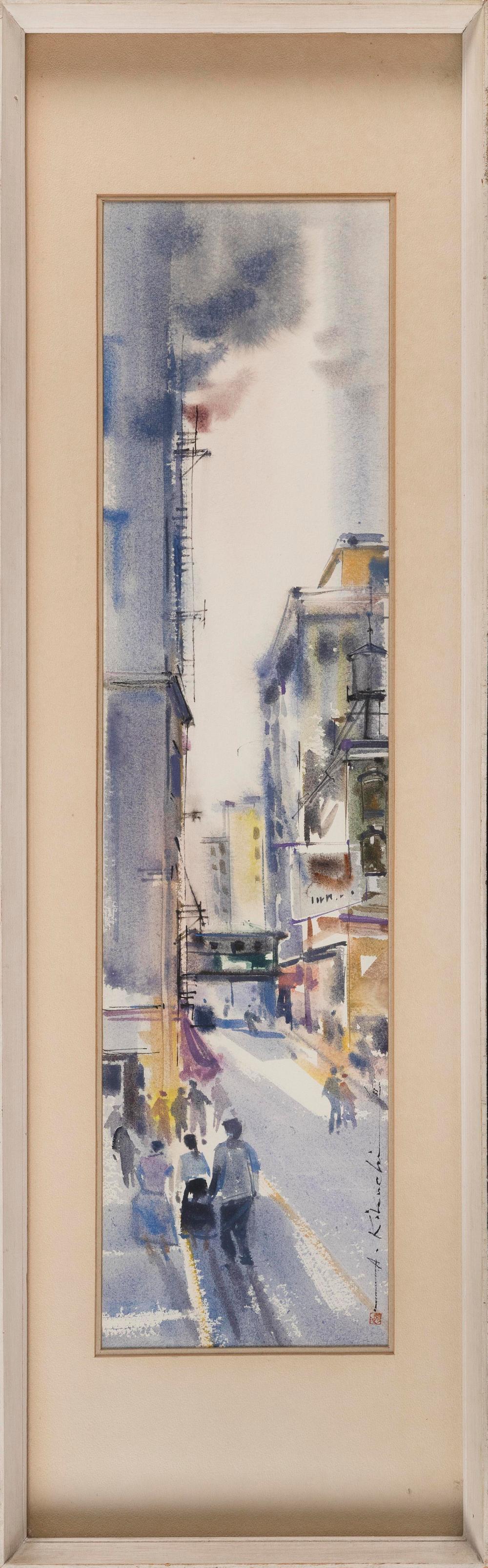 Appraisal: ATSUSHI KIKUCHI CALIFORNIA ILLINOIS JAPAN - STREET SCENE WATERCOLOR ON