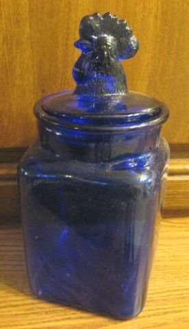 Appraisal: COBALT ROOSTER COVERED JAR