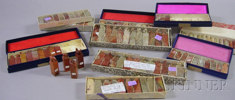 Appraisal: Nine Sets of Chinese Carved Soapstone Seals in sets of