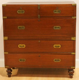 Appraisal: A th century mahogany campaign chest in two sections with