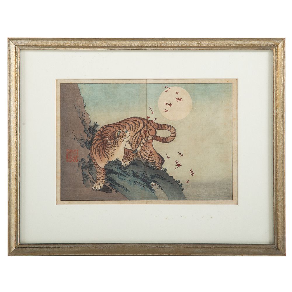 Appraisal: Attributed to Hokusai The Tiger and the Moon Japanese -