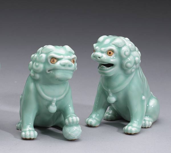 Appraisal: A pair of studio porcelain shishi Taisho Showa Period sealed