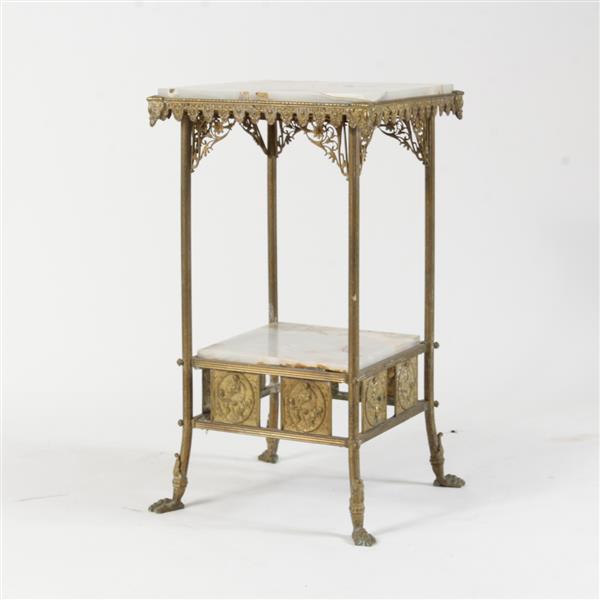 Appraisal: French Empire gilt bronze two tier marble top stand side