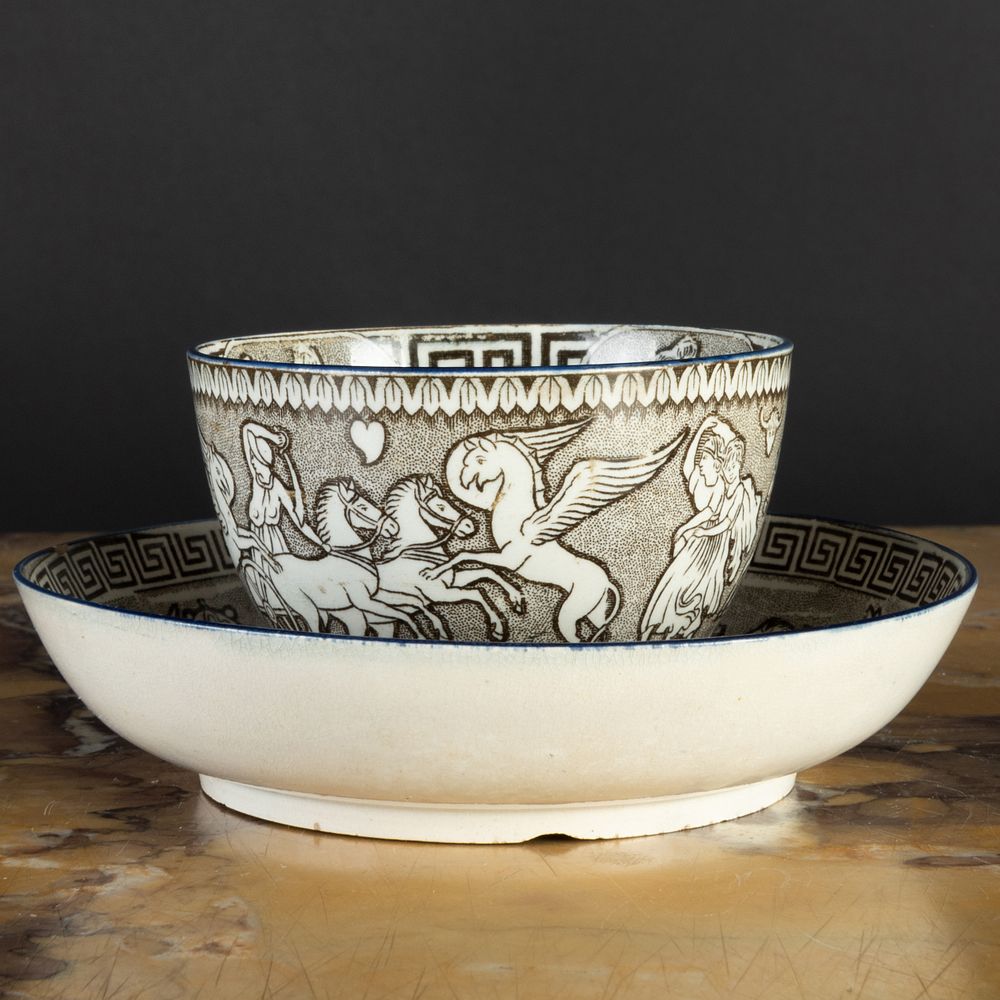 Appraisal: English Transfer Printed Pearlware Neoclassical Teabowl and Saucer Unmarked The