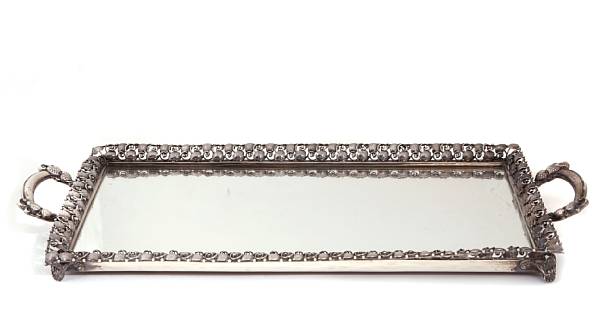 Appraisal: A Portuguese mirrored rectangular tray with standard silver frameTopazio Porto