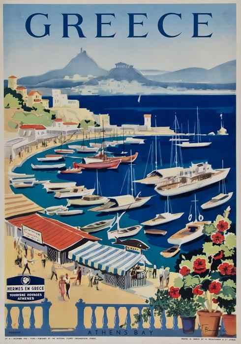 Appraisal: BAM GREECE Athens Bay lithograph in colours printed by M