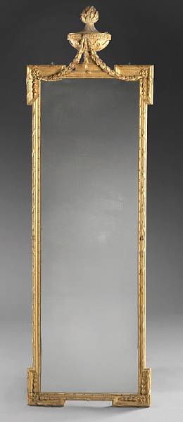 Appraisal: A Louis XVI style carved and giltwood pier mirror th