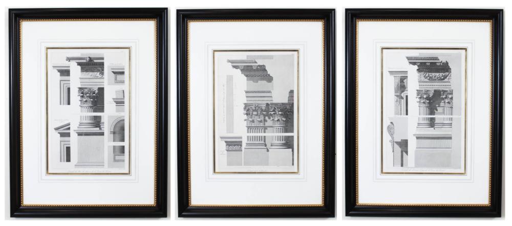 Appraisal: AFTER LOUIS-PIERRE BALTARD France - three architectural engravings featuring details