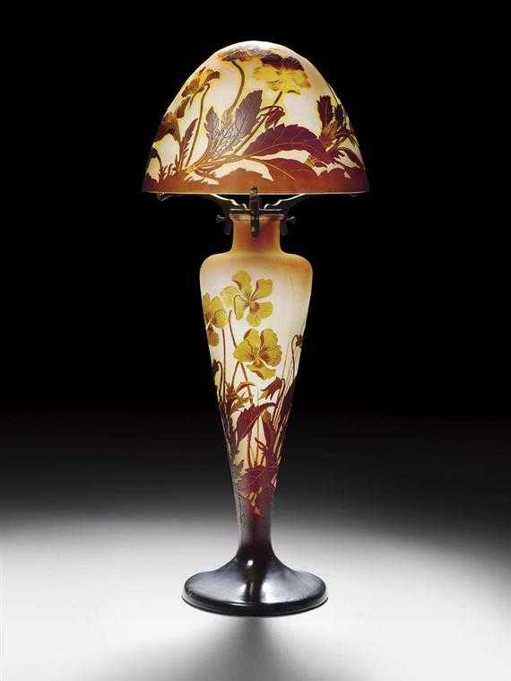 Appraisal: GALL MILE TABLE LAMP circa Acid-etched white and pink glass