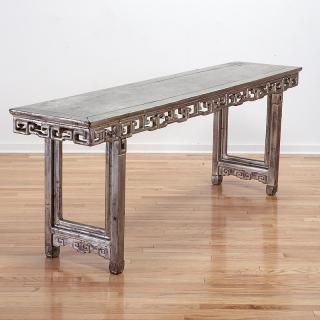 Appraisal: Chinese silvered wood console or altar table Chinese silvered wood