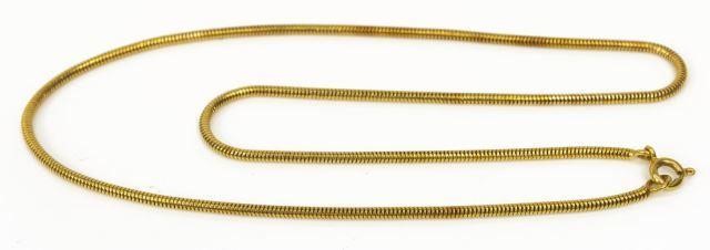 Appraisal: Estate kt yellow gold snake chain necklace approx l grams