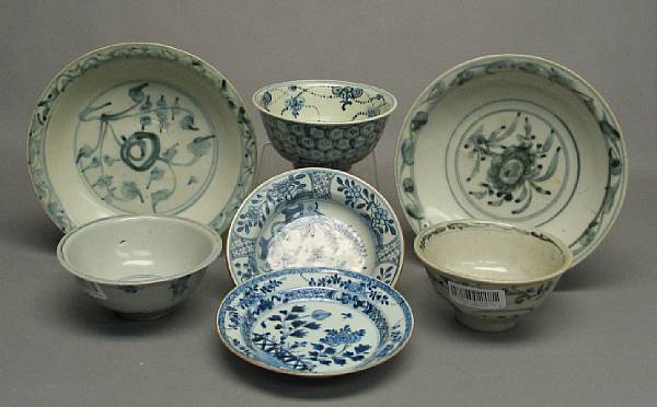 Appraisal: A group of seven Chinese and Southeast Asian blue and