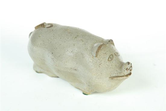 Appraisal: STONEWARE PIG FLASK Midwestern th century A corpulent swine with