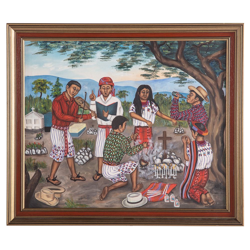 Appraisal: Juan Sisay A Guatemalan Funeral oil on canvas Guatemalan -