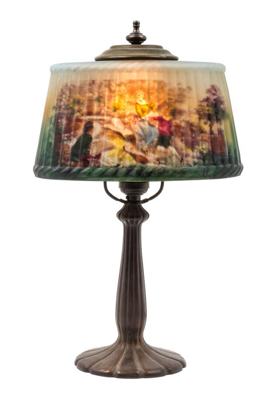 Appraisal: Sale Lot An American Reverse Painted Boudoir Lamp early th