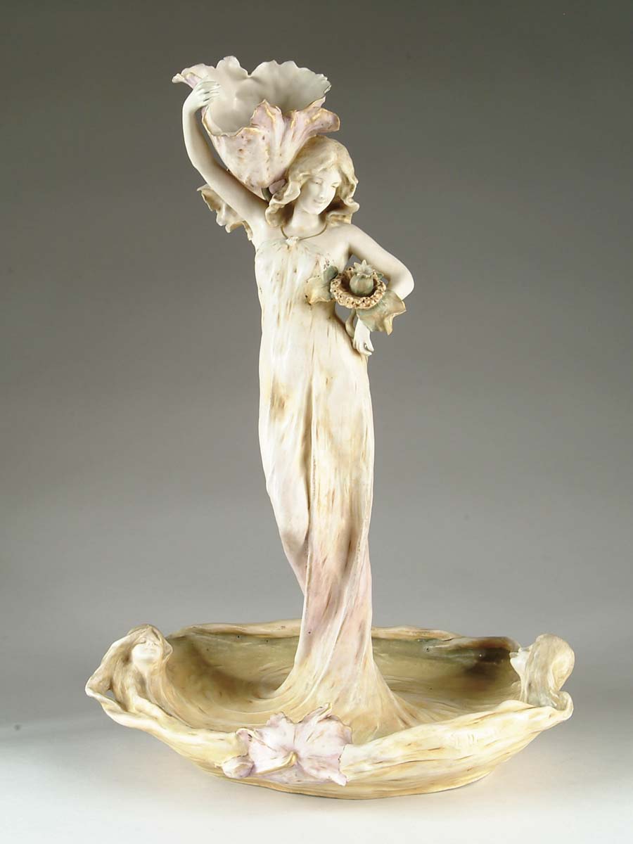 Appraisal: LARGE AMPHORA FIGURE Exceptional Art Nouveau Amphora figure features beautiful