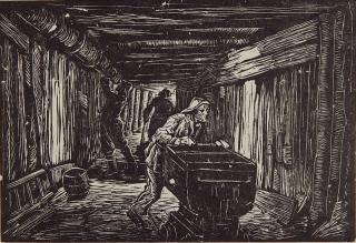 Appraisal: Albert Abramovitz wood engraving Albert Abramovitz American - - Mining