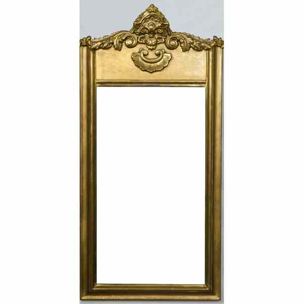 Appraisal: Giltwood Mirror American a gilt-wood mirror with carved Fleur-dis leis