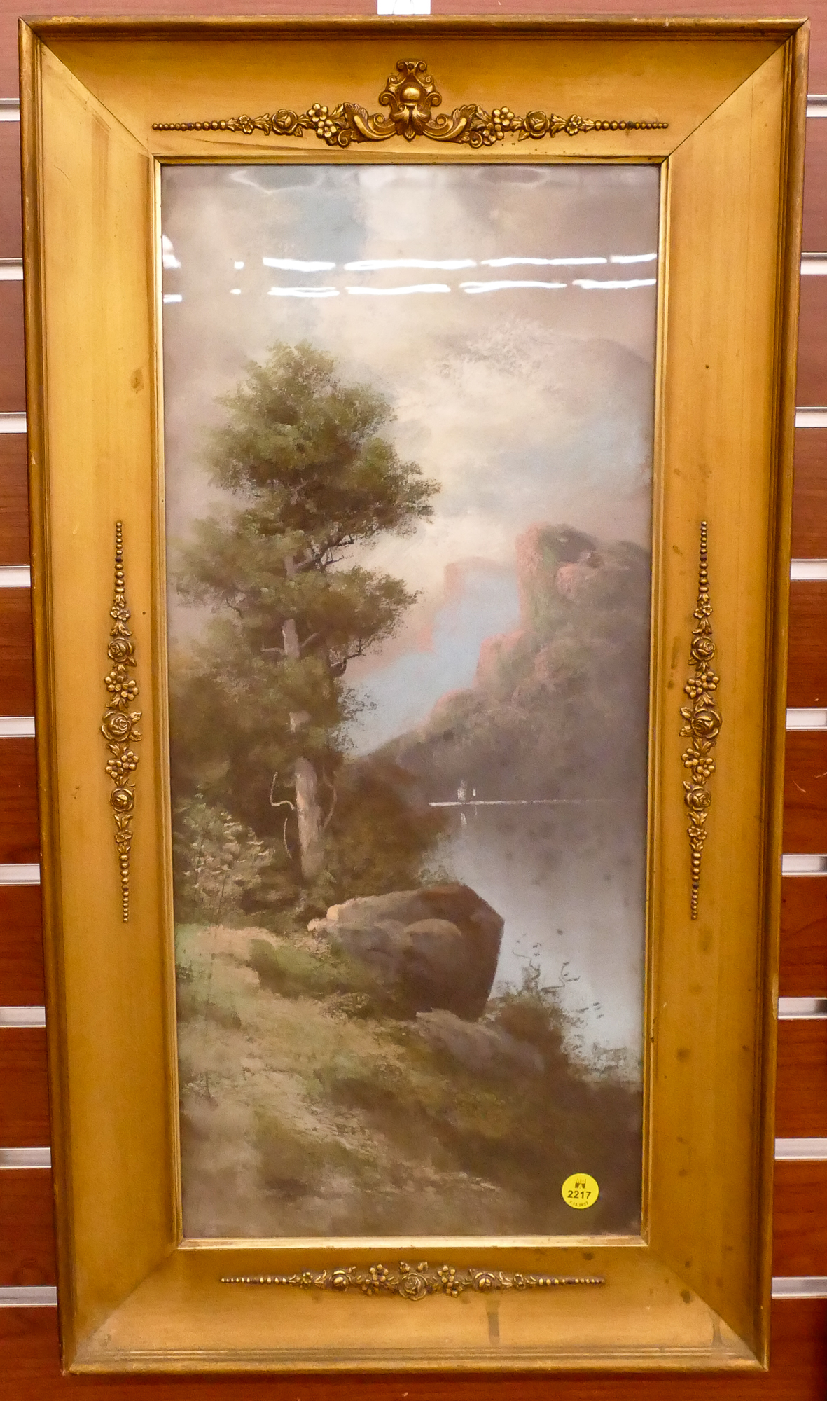 Appraisal: Antique Lake Scene Pastel Framed- x ''