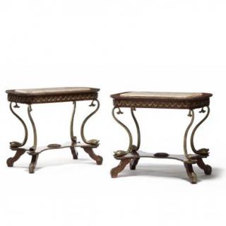 Appraisal: Pair of French Marble Top Tables in the Napoleonic Style