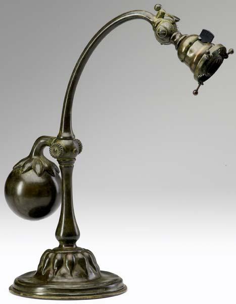 Appraisal: TIFFANY STUDIOS Fine bronze counter-balance lamp with eggplant weight and