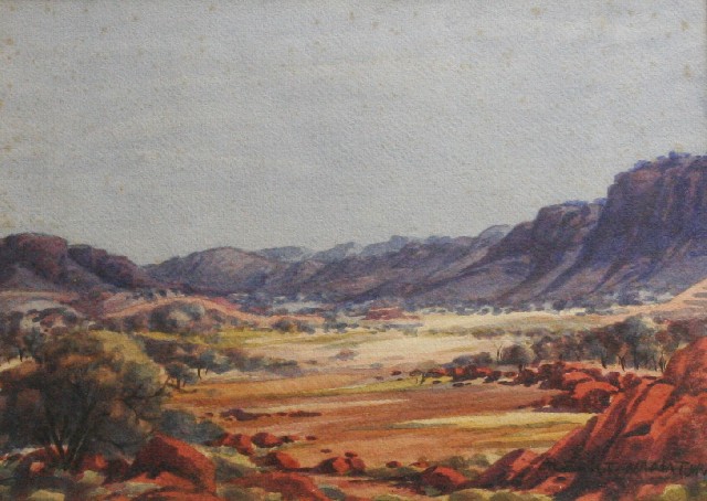 Appraisal: Albert Namatjira - Dusk McDonald Ranges watercolour signed 'ALBERT NAMATJIRA'