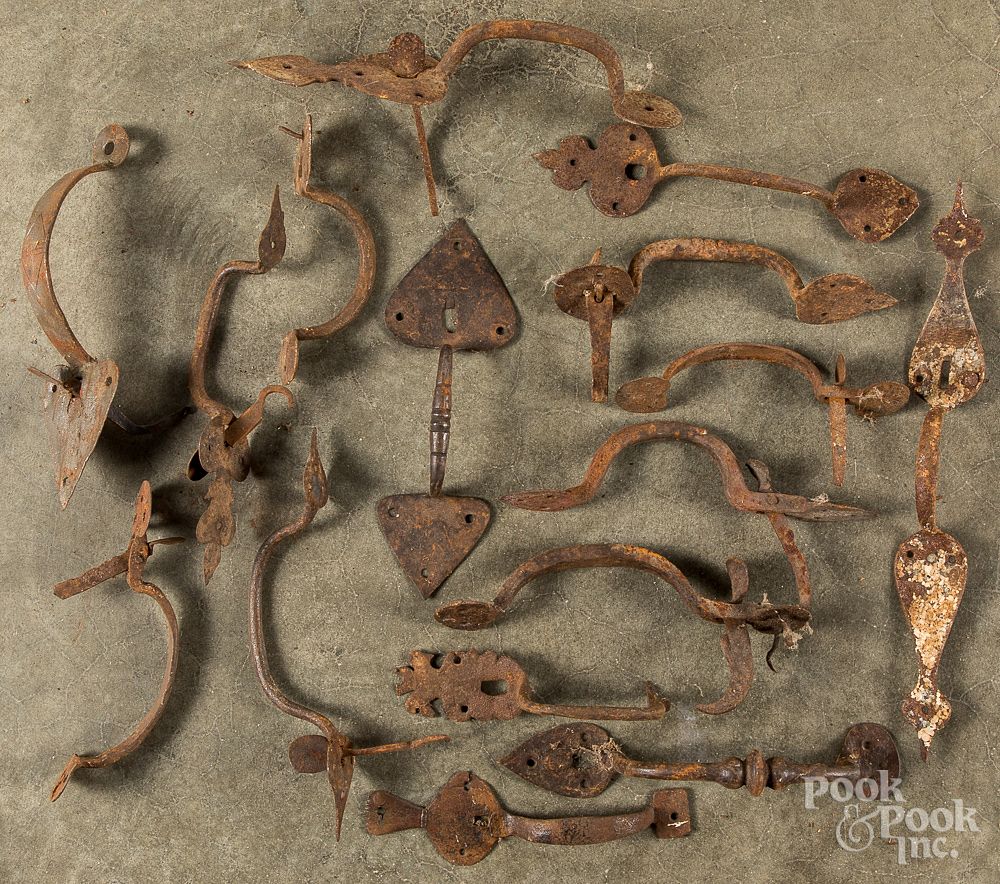 Appraisal: Collection of antique iron thumb latches Collection of antique iron