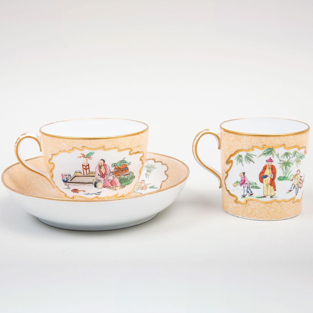 Appraisal: Wedgwood Transfer Printed and Enriched Porcelain Trio Red printed mark