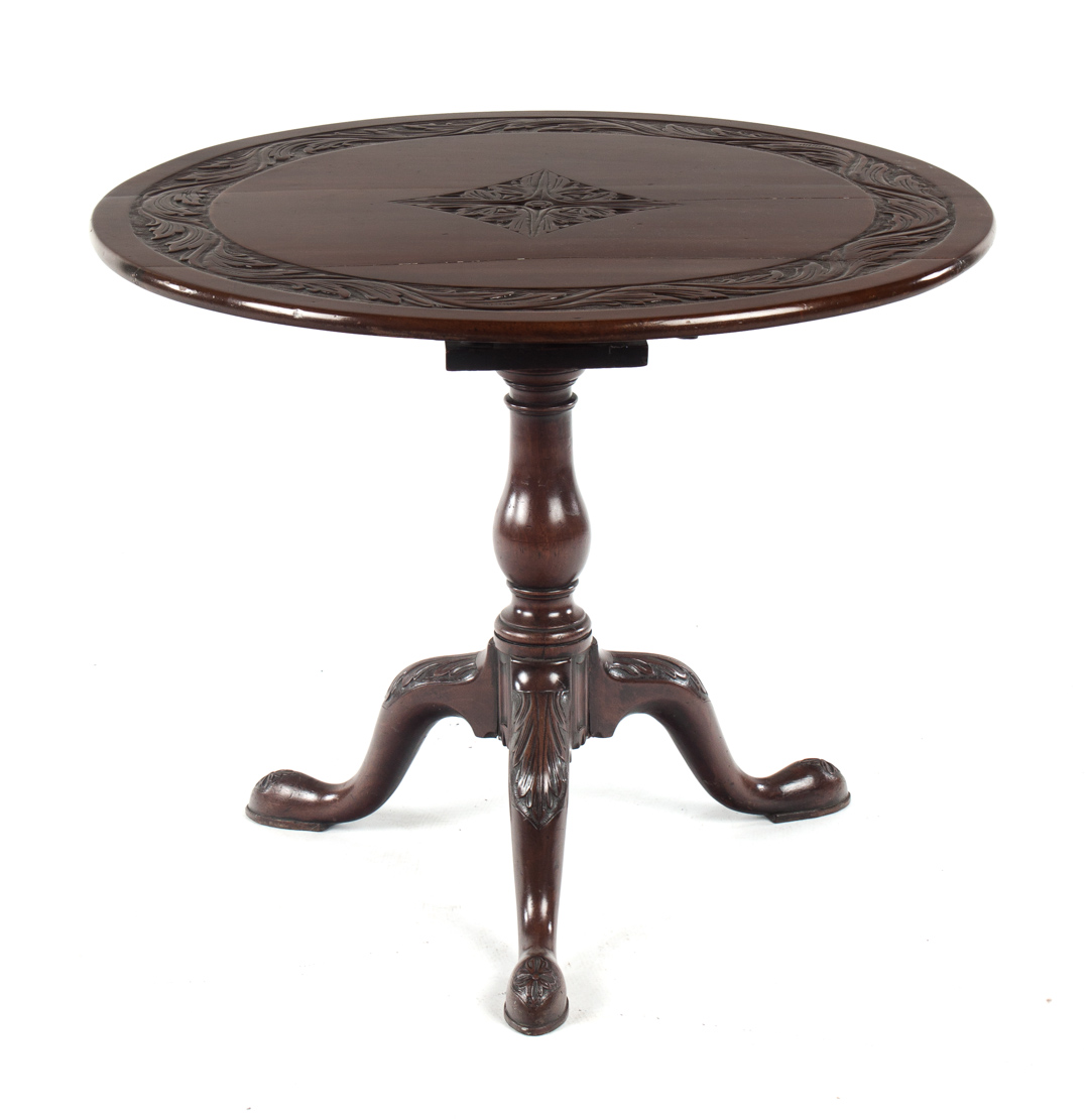 Appraisal: George III mahogany tilt-top tea table late th century circular