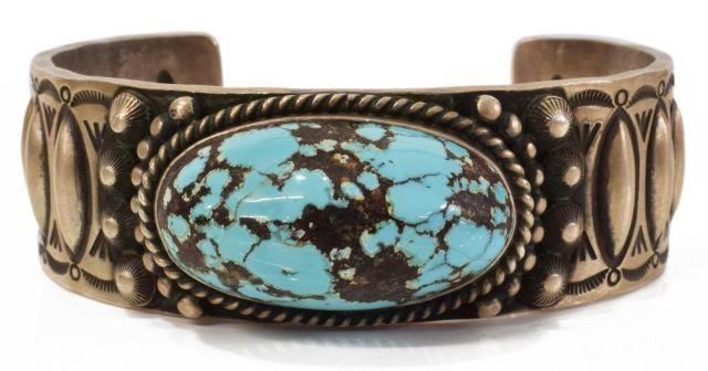 Appraisal: Native American sterling silver cuff bracelet stamped HS Herman Smith