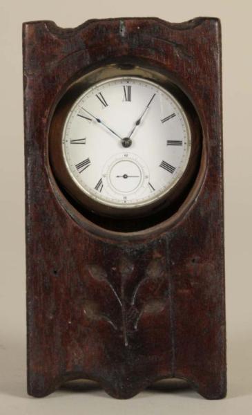 Appraisal: Watch Hutch with Pocket Watch Description Circa Soft wood case