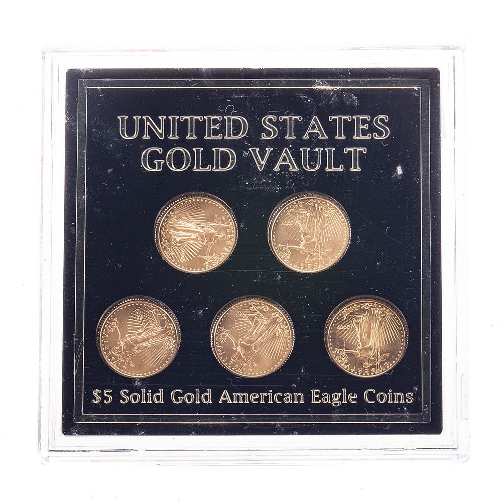 Appraisal: Five Gold American Eagles Half Ounce total Gold packaged by