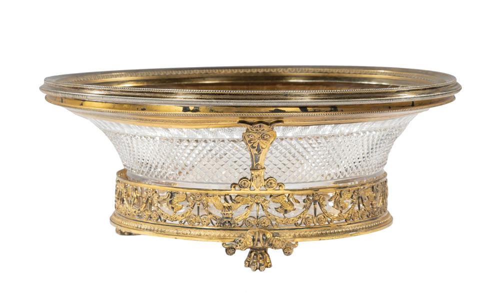 Appraisal: French First Standard Silver Gilt and Cut Glass Center Bowl