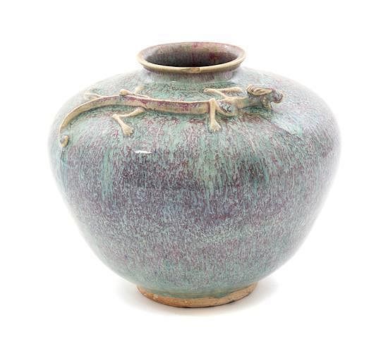 Appraisal: A Robin's Egg Glaze Pottery Jar Height inches A Robin's