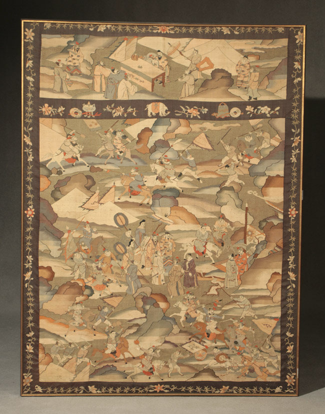 Appraisal: Large Chinese Kesi-Woven Textile Panel of an Official with Dignitaries