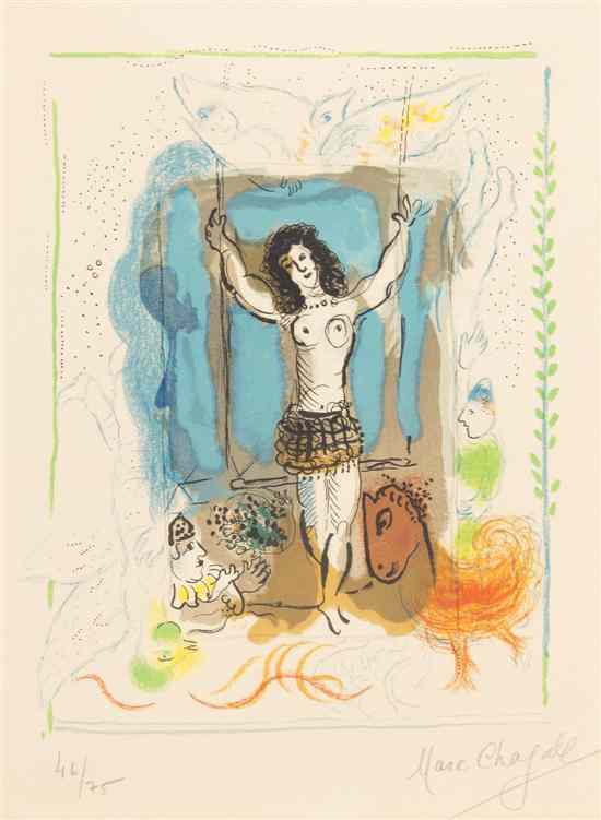 Appraisal: Marc Chagall French Russian - Trapeze Acrobat with Bird lithograph