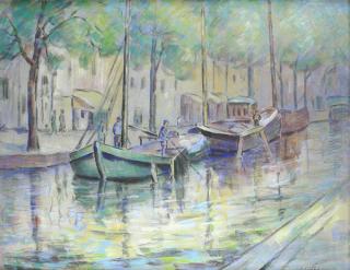 Appraisal: Pastel Francesco Spicuzza Francesco Spicuzza American - Fishing Boats at