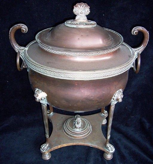 Appraisal: A th Century copper samovar of oval form spout removed