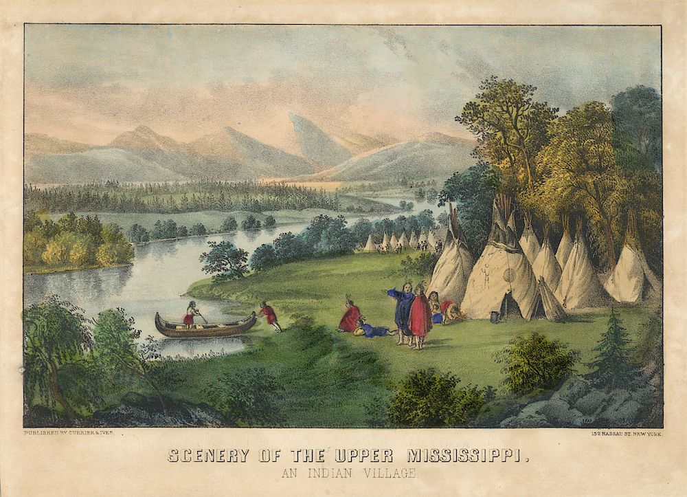 Appraisal: Scenery of the Upper Mississippi An Indian Village - Currier