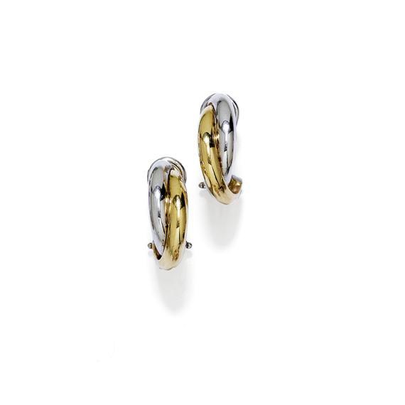 Appraisal: GOLD EAR CLIPS Yellow and white gold g Casual-elegant half-creoles