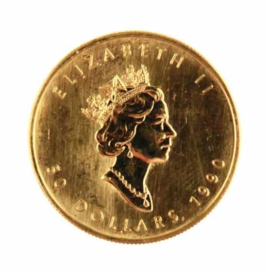 Appraisal: Canadian Gold Maple Leaf coin obverse with portrait of Queen