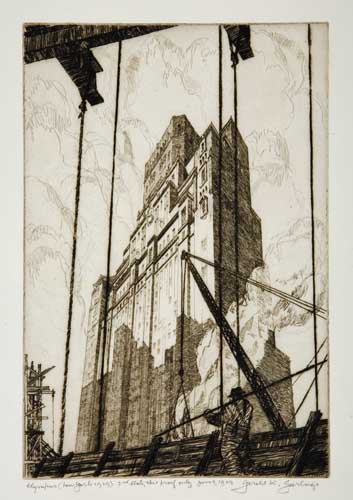 Appraisal: GERALD GEERLINGS Olympus Drypoint x mm x inches full margins