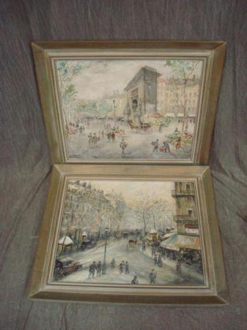 Appraisal: Oils on Canvas of Paris Street Scenes Signed C Villar