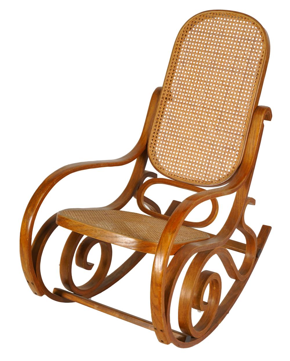 Appraisal: BENTWOOD ROCKING CHAIRwith caned seat and back inches wide inches